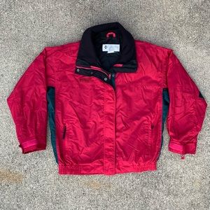 Vintage 90s Columbia Red Windbreaker Jacket Coat